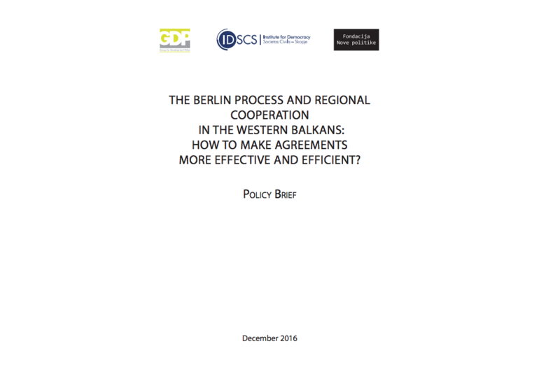 The Berlin Process and Regional Cooperation in the Western Balkans: How ...